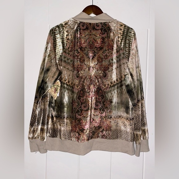 NEW One World Abstract Print Knit Full Zip Jacket Women XL Boho Mix Media - Picture 9 of 9